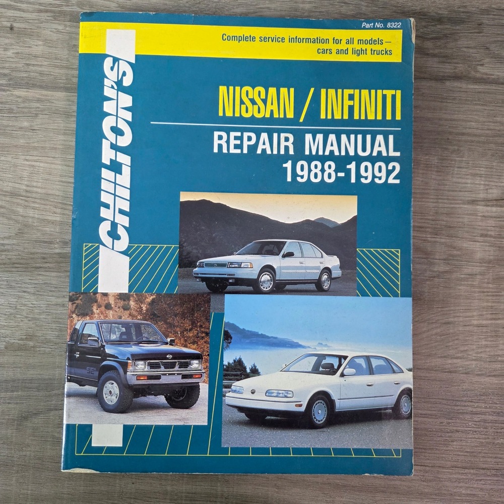 Repair Manual Chilton Nissan Infiniti 1988-1992 Blue Part 8322 Service Guide